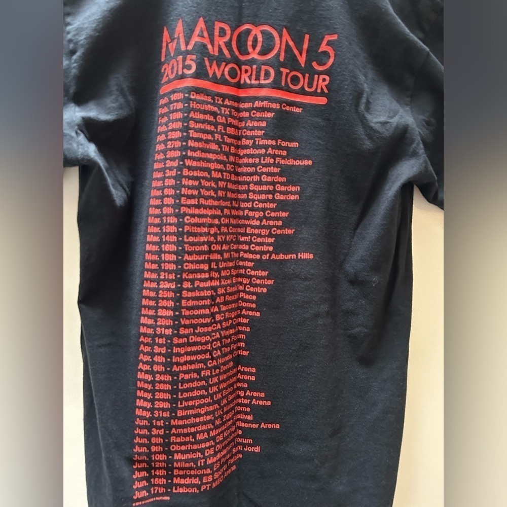 Maroon 5 World Tour 2015 Concert Tee Small - Picture 4 of 5